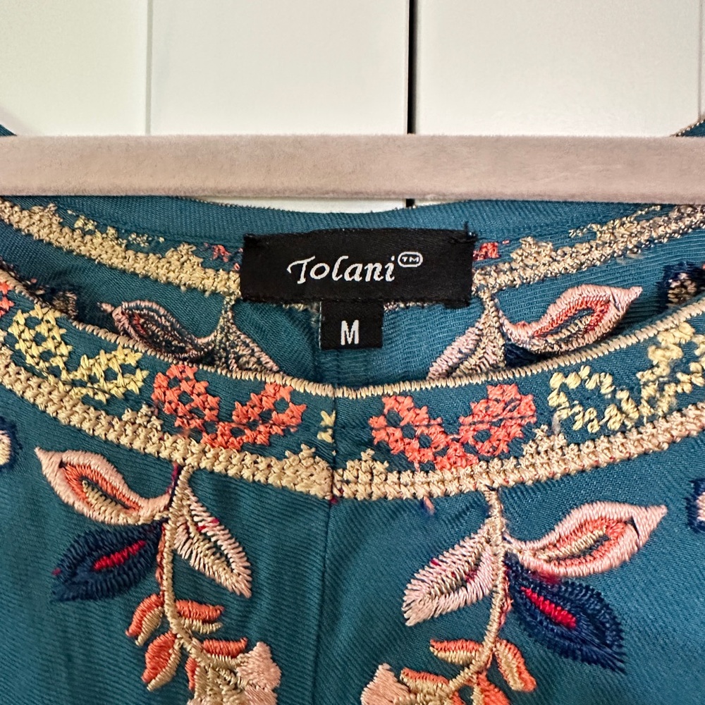 Tolani!! Floral Teal embroidered Sleeveless Dress from Sundance - Picture 3 of 3